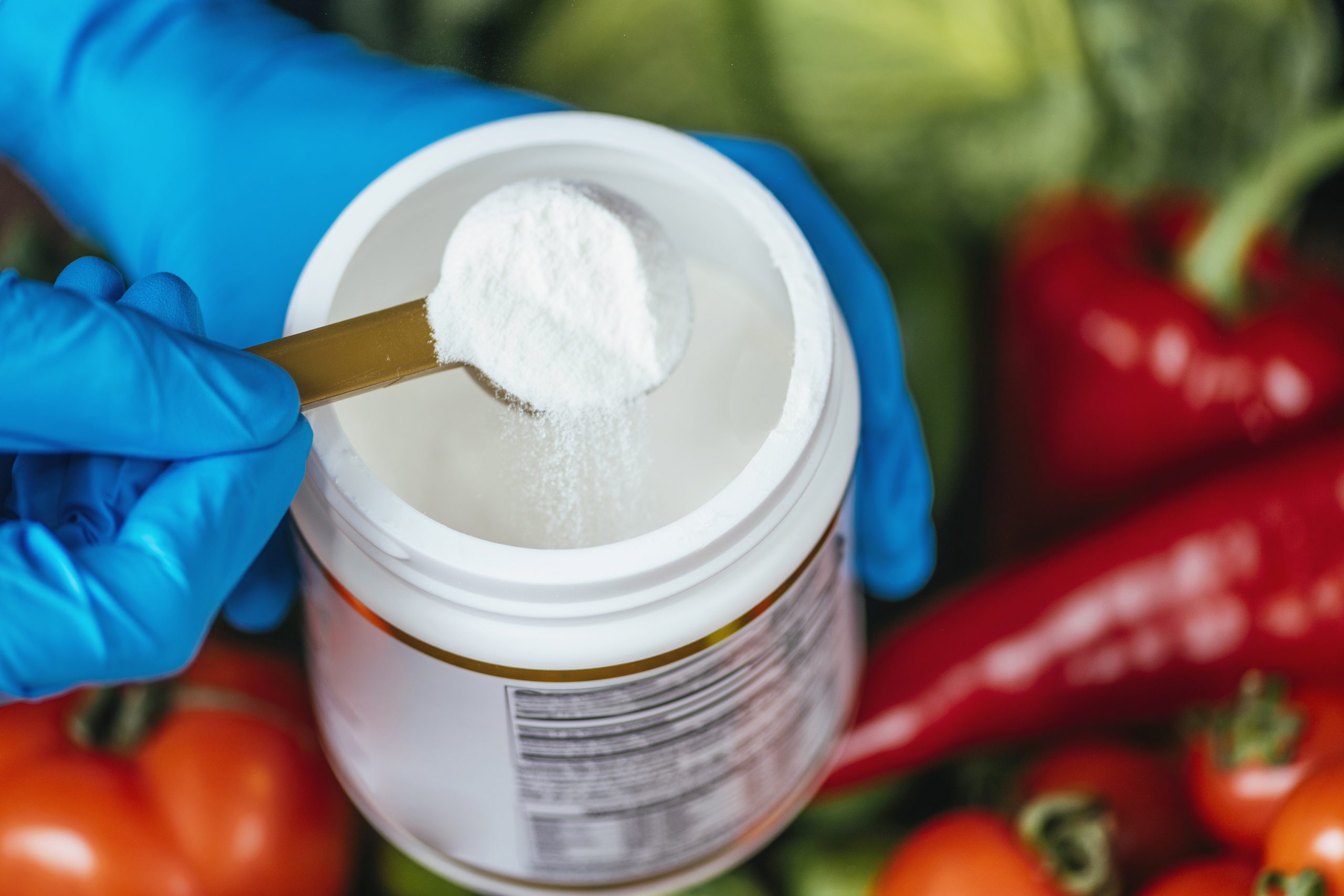 Collagen Protein Supplement Powder and Vegetables